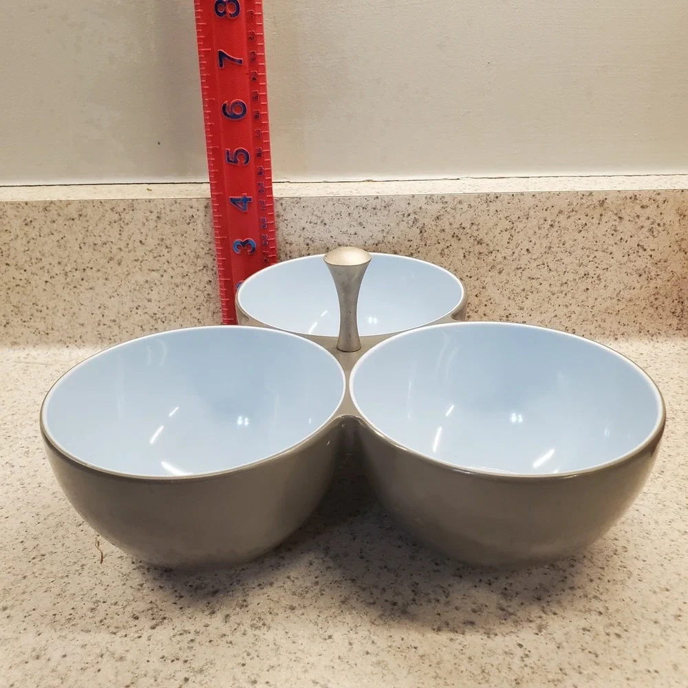 New‎ Place Melamine Condiment 3 Section Compartment Dips Appetizers Serving Dish